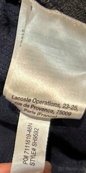 LACOSTE  PÁNSKÝ NAVY SILNÝ BAVLNĚNÝ SVETR XXL - 5