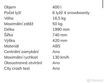 Pronájem Střešní box Hakr 400 (rakev) - 5