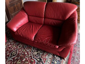 Červená kožená sedací souprava,5273 - 5