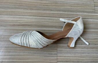 kožené stříbrné taneční boty - 5