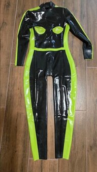 Latexovy catsuit - zeleno/čierný - 5