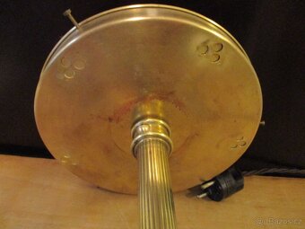 Stolní lampa art deco, mosaz, funkční, žluté sklo - 5