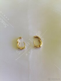 Zlaté luxusní náušnice kreolové s diamanty 0,35ct - 5