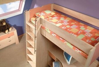 S DOVOZEM patrová postel se stolem šuplíky a skříní. 90x200 - 5