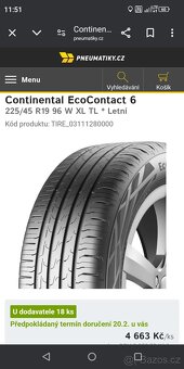 225/45 R19 XL Nové Continental letní - 5