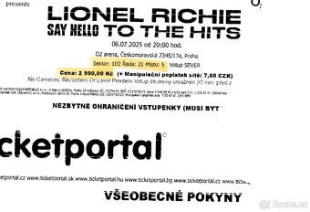 LIONEL RICHIE Say Hello to the Hits Tour sek 102x4 + parking - 5