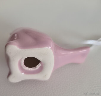 Růžový keramický ptáček dekorace ozdoba zavěšení - 5