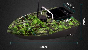 Maskáčová zavážecí loďka na ryby s GPS 2ks baterií 5200mAh - 5
