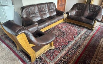 Rustikální dubová sedací souprava se stolkem, 4973 - 5