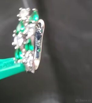 Nové dámské stříbrné náušnice zelené 925 třpytivé s kamínky - 5