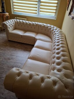 Kožená sedací souprava styl Chesterfield - 5