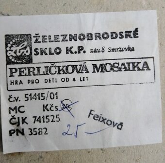 RETRO PERLIČKOVÁ MOZAIKA cca r. 1980 ŽELEZNOBRODSKÉ SKLO ZÁV - 5