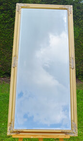 Barokní zrcadlo zlaté dřevěné s fazetou 162x72cm - 5