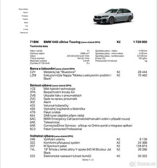 BMW 540i Touring xDrive 250kW 4x4 M Sport DPH ČR V6 3,0 - 5