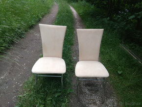 Designové židle semišové, krémová barva - 4 ks - 5