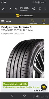 225/45 R18 XL Nové Bridgestone letní - 5