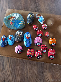 Ručně malované břidlicové podtácky a kamínky - 5