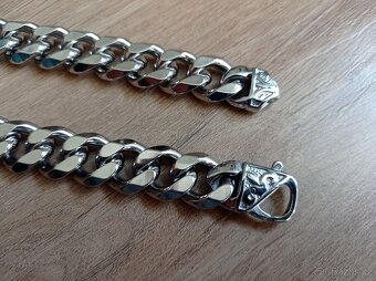 NOVÝ masivní pánský náhrdelník Pancer Silver steel š. 15 mm - 5