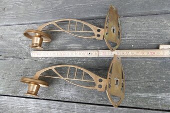 Secesní párové mosazné klavírní svícny - 5