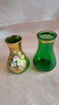 RUČNĚ MALOVANÉ NOVOBORSKÉ SKLO SKLENIČKY A VÁZIČKY - 5