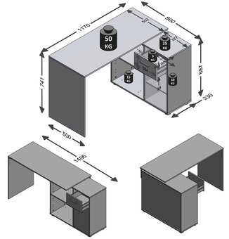 Rohový psací stůl AUGSBURG - 5