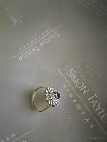 Zlatý luxusní prsten s diamanty 0,50ct a safírem 0,80ct - 5
