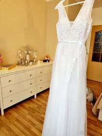 Nové bílé svatební boho šaty velikosti L-XL - 5