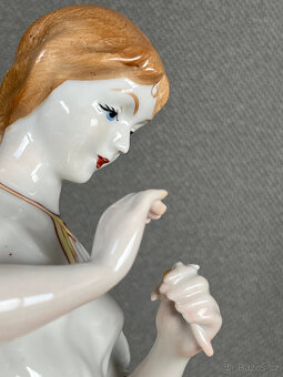 XL soška Dívka s kopretinou 29.5 cm, Polonne USSR - 5