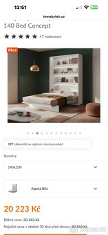 Sklápěcí postel 140 cm matrace - 5