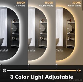 Koupelnové zrcadlo se LED světlem 75x50cm, Bluetooth - 5