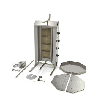 Plynový gril na kebab - 4 hořáky - 50 kg masa - 5