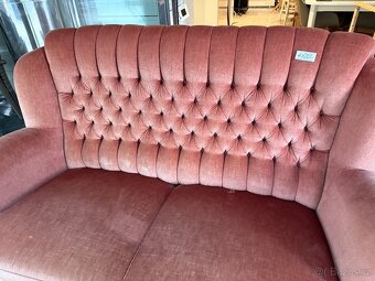 Retro sametová pohovka 70.-80. léta růžová - 5