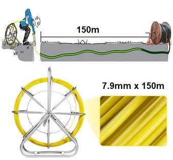 Protahovací pero elektrikářské, skelné vlákno, Ø8mm x 150m - 5