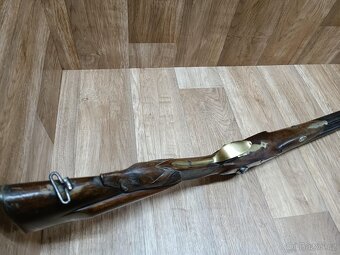Perkusní dvouhlavňová brokovnice s vyřezávanou pažbou - 5