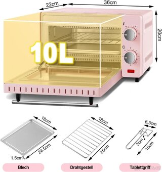 Mini trouba WOLTU 10 litrů, 650 W - 5