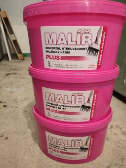 Bílá malířská barva na stěny – 3x 18 kg (nová) - 5