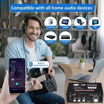 Bluetooth 5.0 stereo zesilovač 300W+300W 2kanálový ROZBALENO - 5