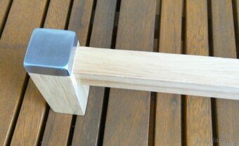 Třídílná koupelnová souprava – světlé dřevo, kov, sklo - 5