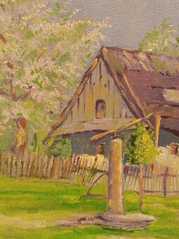 Obraz Nahodil, valašské chalupy, olej 47x55 - 5