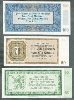 Staré bankovky válka PROTEKTORÁT KOMPLET SESTAVA - 5