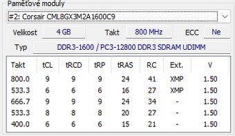 2 sady 16GB 4x4GB DDR3-1600 CL9 a CL10 - 5