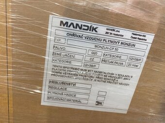 Nový kondenzační ohřívač vzduchu -plynový Mandik Monzum CP50 - 5