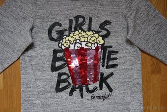 Dívčí šedá mikina s kapucí a flitry vel.146/152 - 5