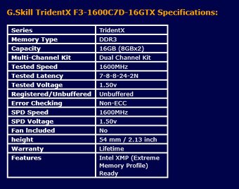 16GB DDR3 1600 CL 7-8-8-24 1,5V XMP G.Skill TridentX - 5