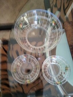 KOMPOTOVÉ MISKY 1 + 2, sklo s malbou, zachovalé. - 5