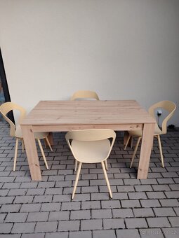 Nový jídelní set, stůl dekor dřevo, židle žluté - 5