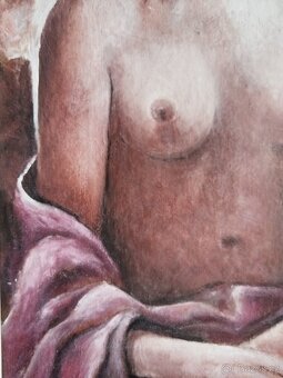 obraz DÍVKA V KLOBOUKU, akt, olej, nesignováno - 5