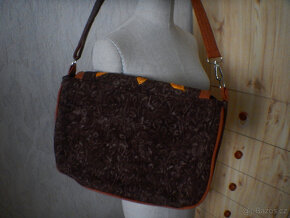 originální látková boho kabelka, hnědo- oranžová - 5