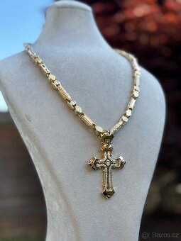 Zlatý řetěz s křížem 172g 585 14k - PŘEKRÁSNÝ vzácný MOTIV - 5