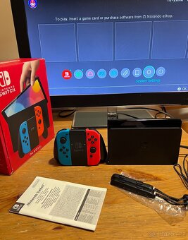 Nintendo Switch OLED Neon Blue & Red komplet TOP stav - 5